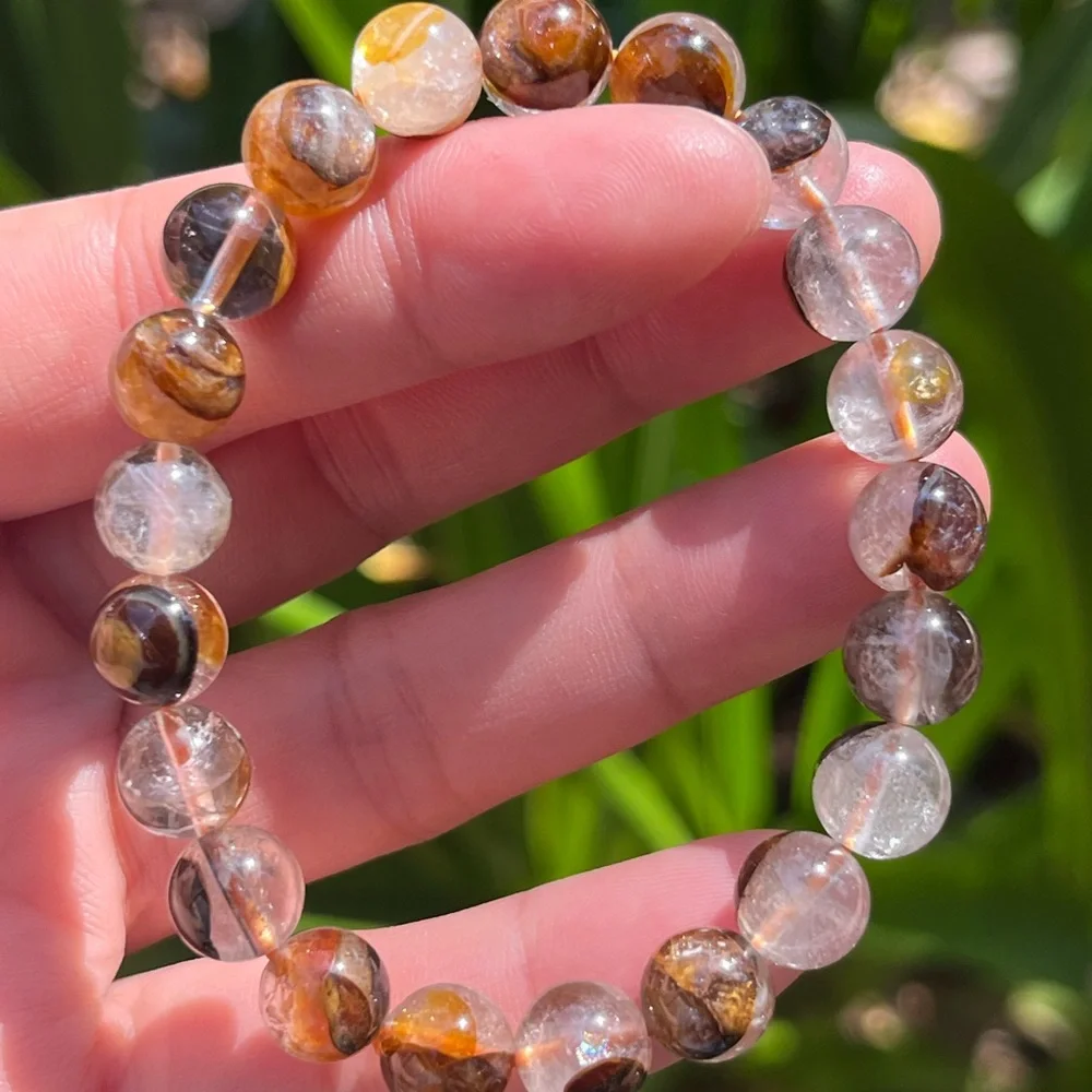 6.5 inches 9mm‎ stretchable brown golden healer bracelet